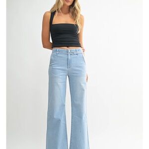 JBD Blue Flare & Wide Leg Jeans with Classic Denim Texture